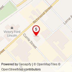 Campbell Toyota on Currie Street, Chatham Ontario - location map