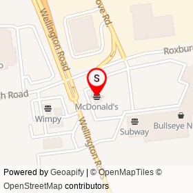 McDonald's on Roxburgh Road, London Ontario - location map