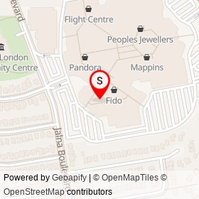 White Oaks Ticket Centre on Jalna Boulevard, London Ontario - location map