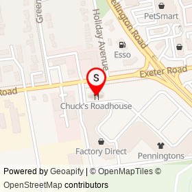 Chuck's Roadhouse on Exeter Road, London Ontario - location map
