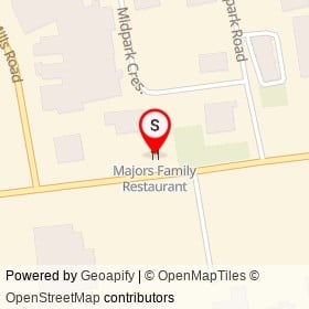 Majors Family Restaurant on Wilton Grove Road, London Ontario - location map