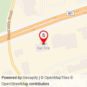 Kal Tire on Highway 401, London Ontario - location map
