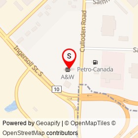 A&W on Culloden Road, Ingersoll Ontario - location map