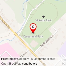 Centennial Park on , Ingersoll Ontario - location map