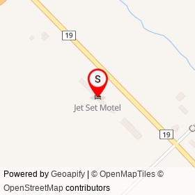 Jet Set Motel on Highway 19, South-West Oxford Ontario - location map