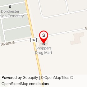 Shoppers Drug Mart on Byron Avenue, Dorchester Ontario - location map