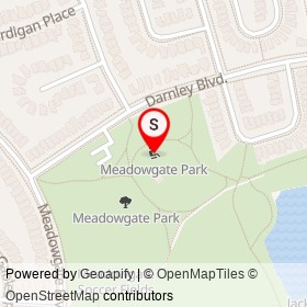 Meadowgate Park on Darnley Boulevard, London Ontario - location map