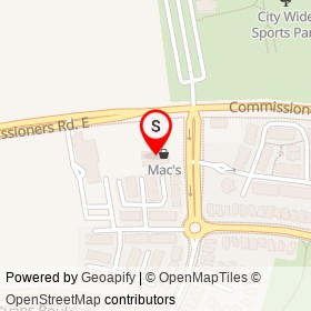 Veras Pizza on Commissioners Road East, London Ontario - location map