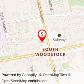 Domino's pizza on Norwich Avenue, Woodstock Ontario - location map