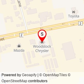 Woodstock Chrysler on Dundas Street, Woodstock Ontario - location map
