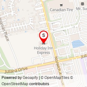 Holiday Inn Express on Norwich Avenue, Woodstock Ontario - location map