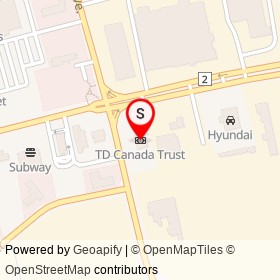 TD Canada Trust on Springbank Avenue South, Woodstock Ontario - location map