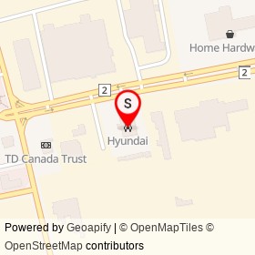 Hyundai on Dundas Street, Woodstock Ontario - location map