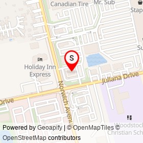 Kelsey's on Juliana Drive, Woodstock Ontario - location map