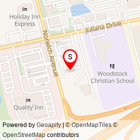 East Side Mario's on Norwich Avenue, Woodstock Ontario - location map