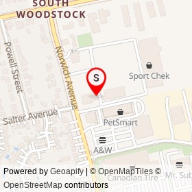 Harvey's on Norwich Avenue, Woodstock Ontario - location map