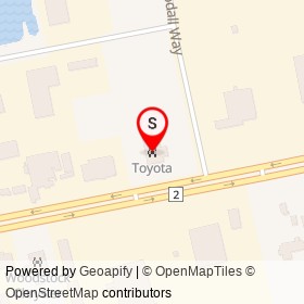 Toyota on Dundas Street, Woodstock Ontario - location map
