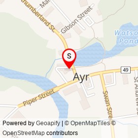 Ayr Village Pizza on Northumberland Street, North Dumfries Ontario - location map