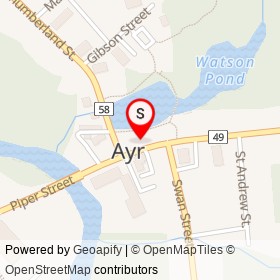 San Francisco's Stone Oven Pizza on Stanley Street, North Dumfries Ontario - location map