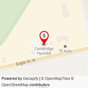 Cambridge Hyundai on Eagle Street North, Cambridge Ontario - location map