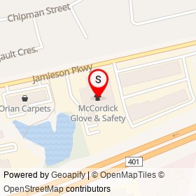 McCordick Glove & Safety on Jamieson Parkway, Cambridge Ontario - location map