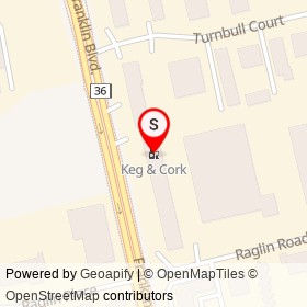 Keg & Cork on Franklin Boulevard, Cambridge Ontario - location map