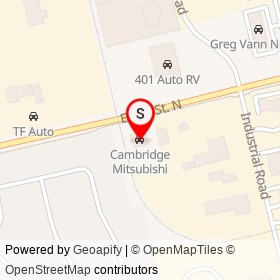 Cambridge Mitsubishi on Eagle Street North, Cambridge Ontario - location map