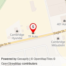 TF Auto on Eagle Street North, Cambridge Ontario - location map