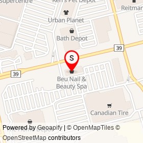 Beu Nail & Beauty Spa on Pinebush Road, Cambridge Ontario - location map