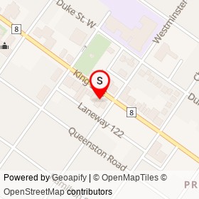 Ginny's on King Street East, Cambridge Ontario - location map