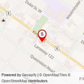 Preston travel Centre on King Street East, Cambridge Ontario - location map