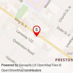 Uptown Thrift on King Street East, Cambridge Ontario - location map