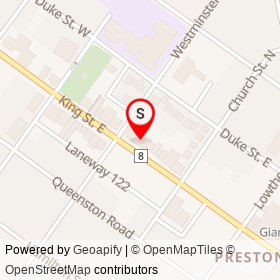 Fiddle and Firkin on King Street East, Cambridge Ontario - location map