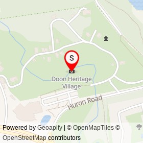 Doon Heritage Village on Huron Road, Kitchener Ontario - location map