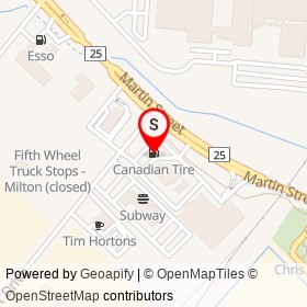 Canadian Tire on Market Drive, Milton Ontario - location map