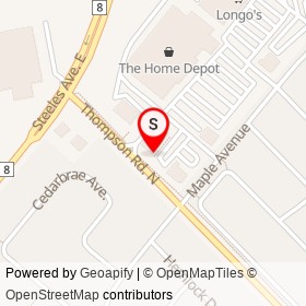 Sunset Grill on Maple Avenue, Milton Ontario - location map
