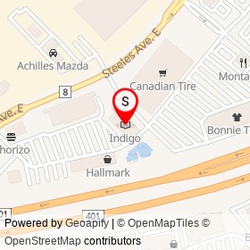 Indigo on Steeles Avenue East, Milton Ontario - location map
