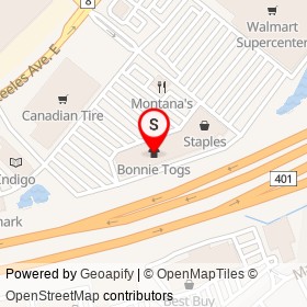 Bonnie Togs on Steeles Avenue East, Milton Ontario - location map