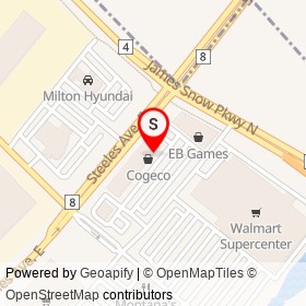 Optimeyes optical on Steeles Avenue East, Milton Ontario - location map
