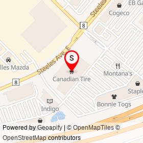 Canadian Tire on Steeles Avenue East, Milton Ontario - location map