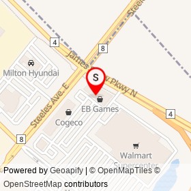 Subway on Steeles Avenue East, Milton Ontario - location map