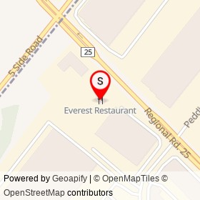 Everest Restaurant on Regional Road 25, Milton Ontario - location map