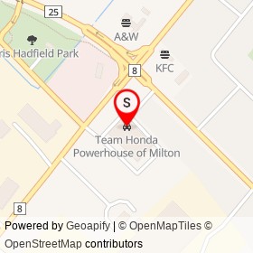 Team Honda Powerhouse of Milton on Steeles Avenue East, Milton Ontario - location map