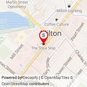 The Shoe Stop on Main Street East, Milton Ontario - location map