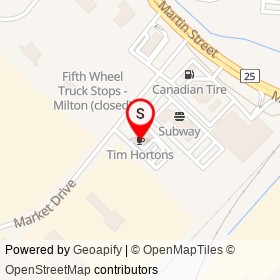 Tim Hortons on Market Drive, Milton Ontario - location map
