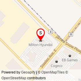 Milton Hyundai on James Snow Parkway North, Milton Ontario - location map