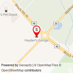 Hayden's Garage on Wellington Road 34, Puslinch Ontario - location map