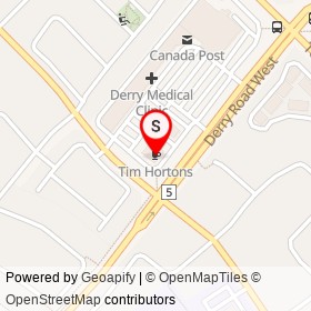 Tim Hortons on Derry Road West, Mississauga Ontario - location map