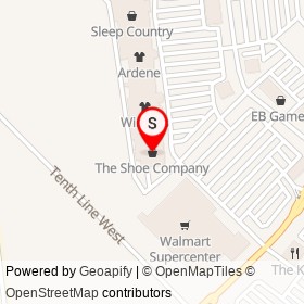 The Shoe Company on Tenth Line West, Mississauga Ontario - location map