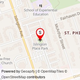 Islington Place Park on , Toronto Ontario - location map